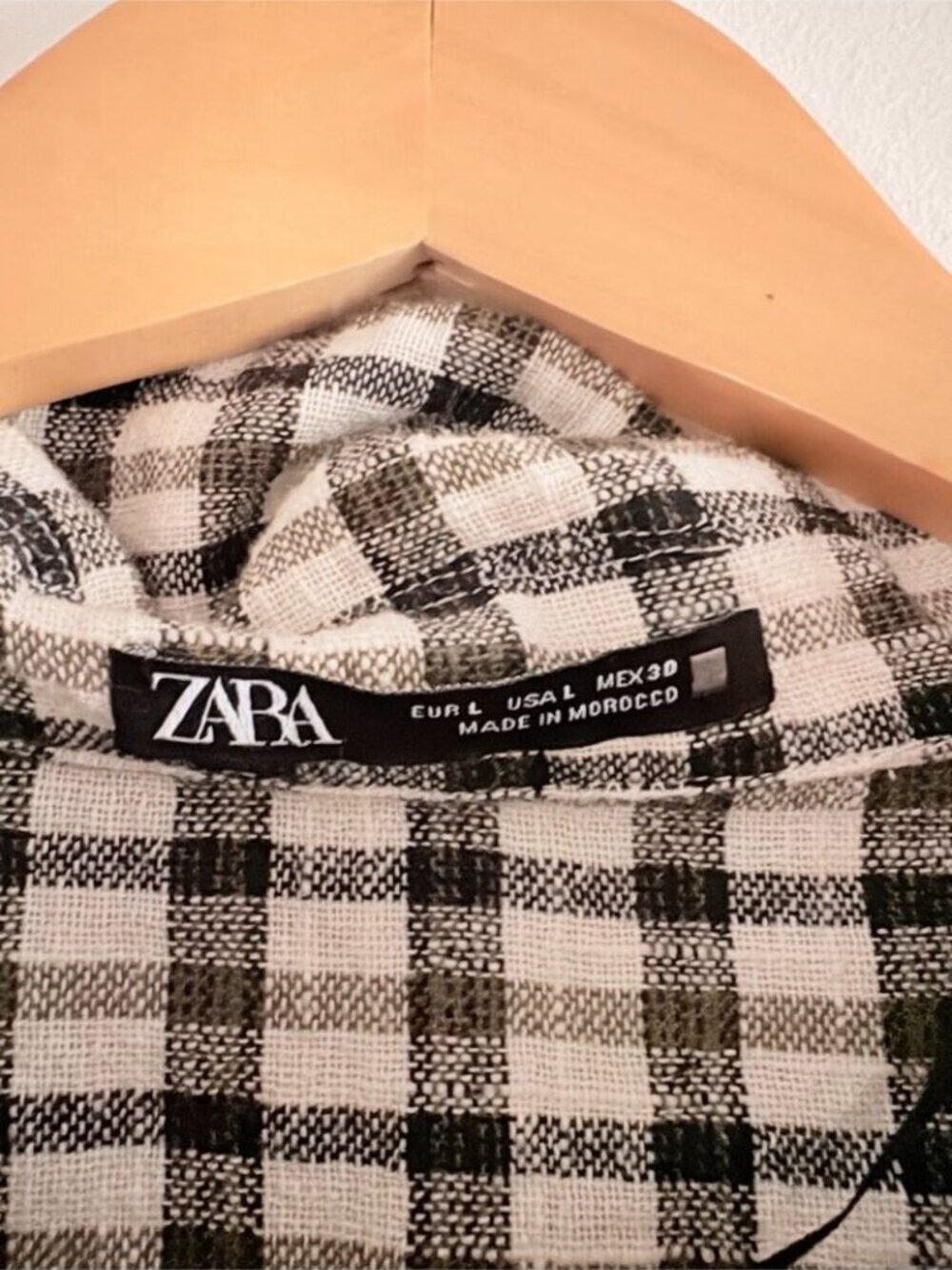 Zara Plaid Check Dress Long Sleeve Cotton Blend Size Large - Picture 5 of 7